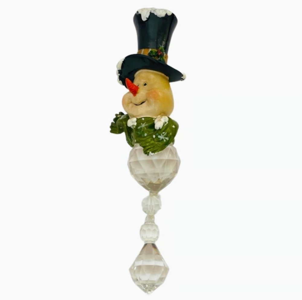 Rare Snowman Teardrop Christmas Ornament Beaded Holiday Tree Decoration - Picture 3 of 5